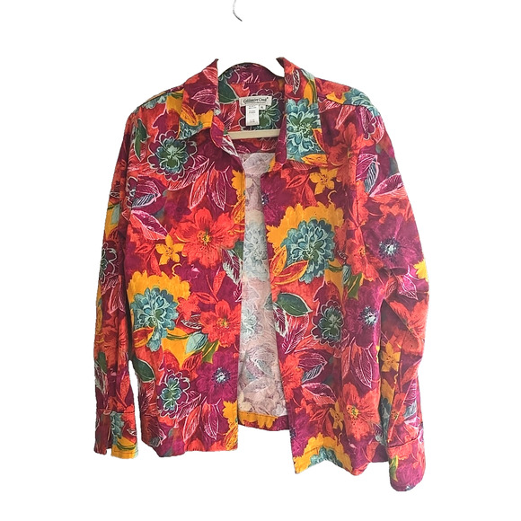 Coldwater Creek Bold & Bright Floral Open Front Blazer Jacket Womans Size XL - Picture 1 of 3